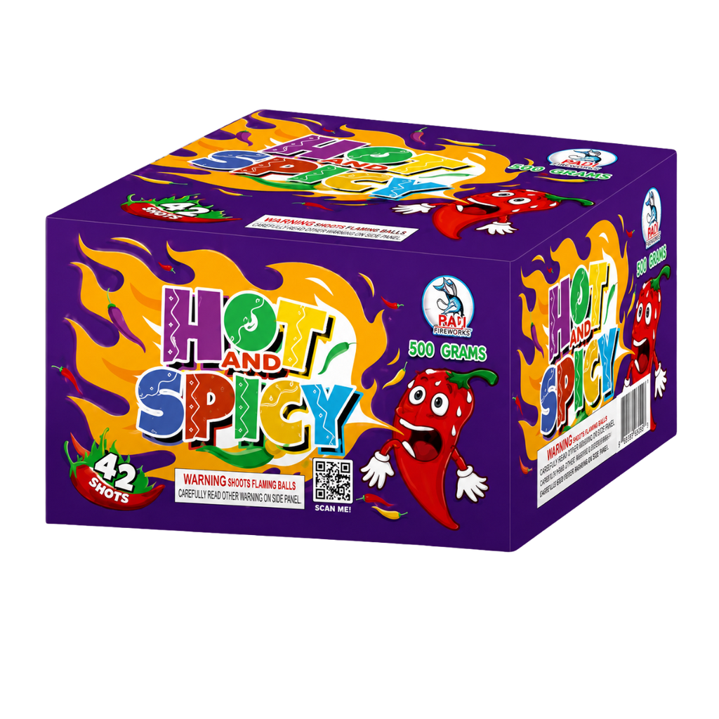 49 shot Hot & Spicy 500 gram cake by Bad Donkey fireworks