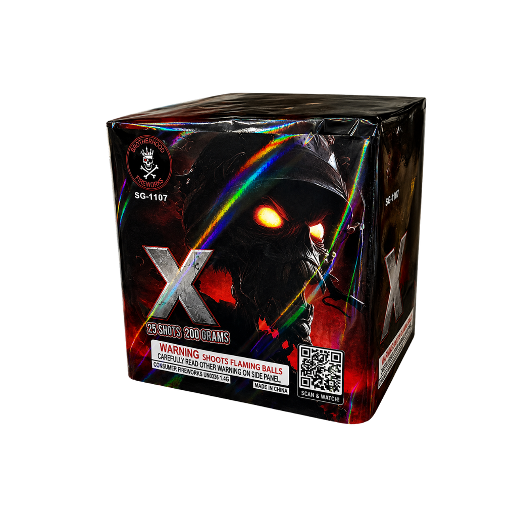 X is a 25 shot 200 gram cake, that packs a great punch in a small package!