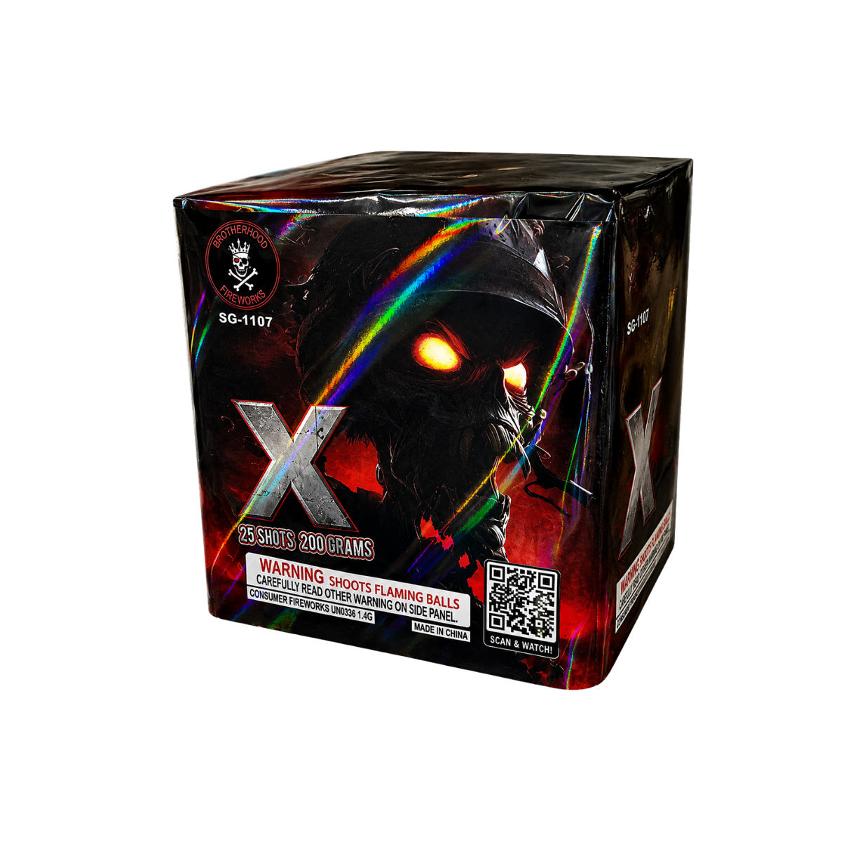X is a 25 shot 200 gram cake, that packs a great punch in a small package!