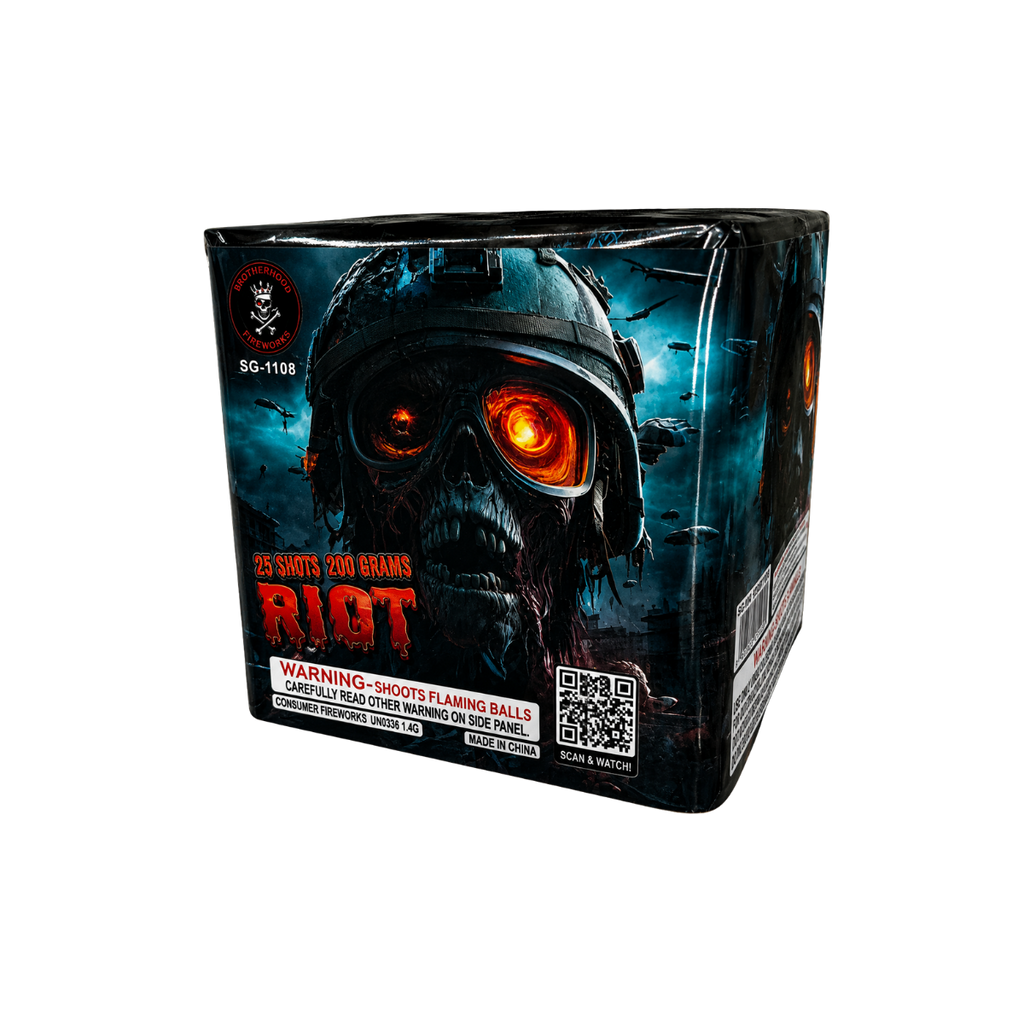 XRiotis a 25 shot 200 gram cake, that packs a great punch in a small package!