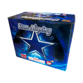 Stars Aligning 28-shot 500 gram cake firework by Chingona Fireworks in blue star-themed packaging