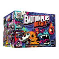 Emotion Plus Box Kit by Apex on a plain white background. The box features vibrant, colorful graffiti-style artwork with cartoon monster faces in blue, orange, pink, and purple, along with bold text indicating 162 shots and 3 levels.
